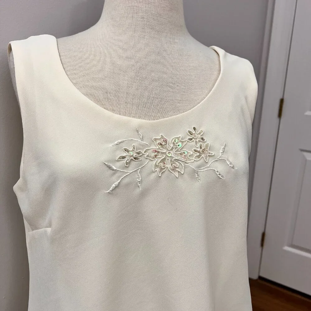 Coldwater Creek Ivory Sleeveless Formal Tiered Chiffon Dress Layered Sz 14